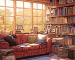 Warm reading nook cross stitch kit for beginners