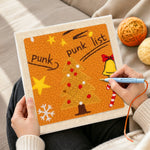 Creating handmade warm tone punk xmas tree punch needle artwork