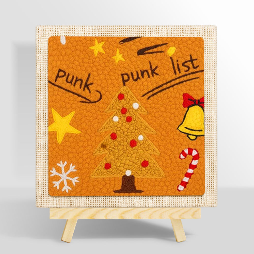 Warm tone punk xmas tree punch needle kit for beginners