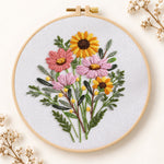 Warm‑toned posy embroidery kit