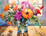 Warm window side floral art cross stitch kit for beginners