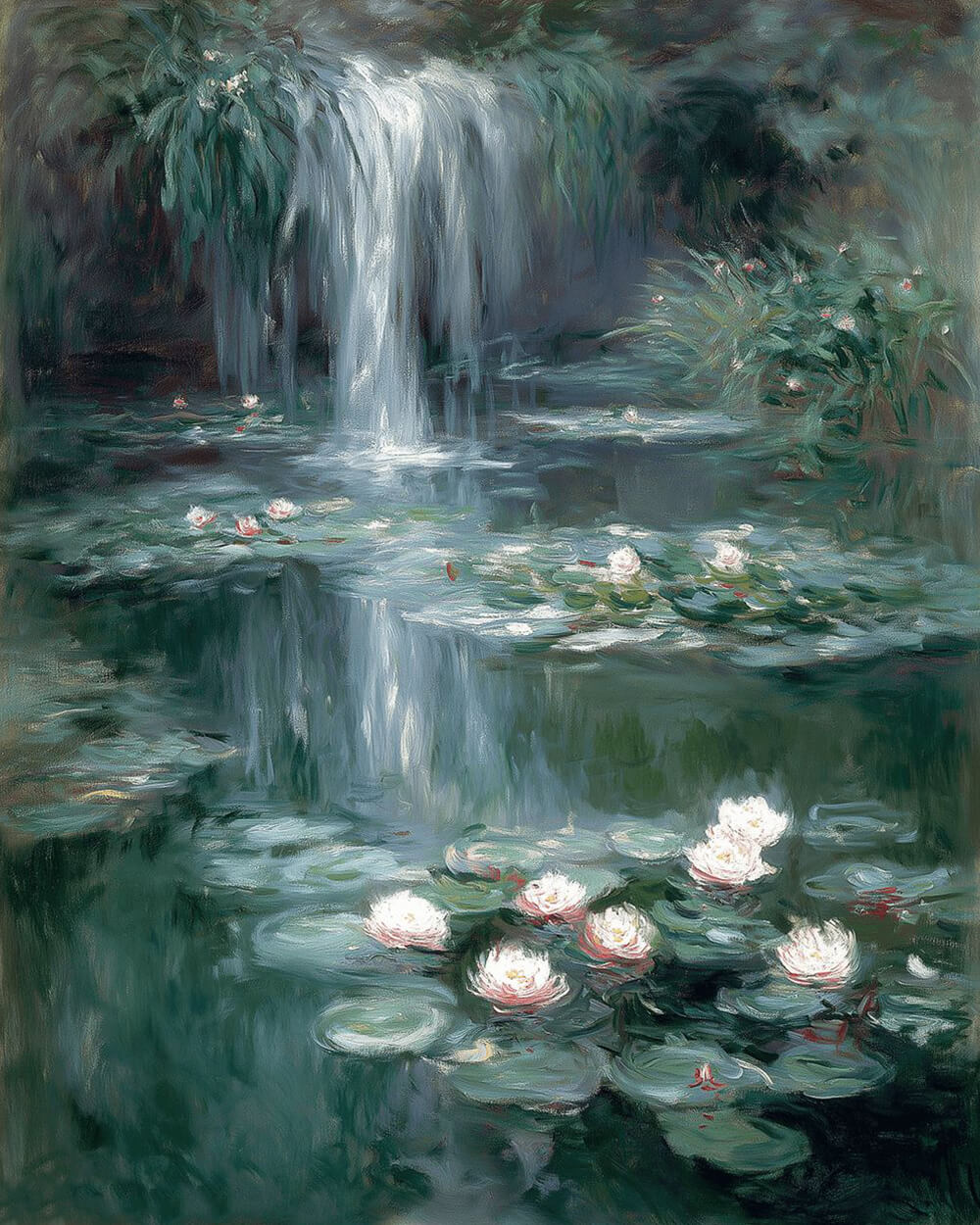 Water lily waterfall paint by numbers kit for beginners
