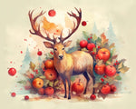 Watercolor autumn deer and fruits cross stitch kit for beginners