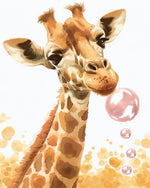 Watercolor bubble giraffe cross stitch kit for beginners