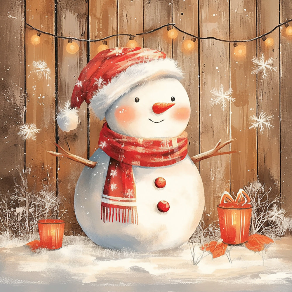 Watercolor christmas snowman cross stitch kit for beginners