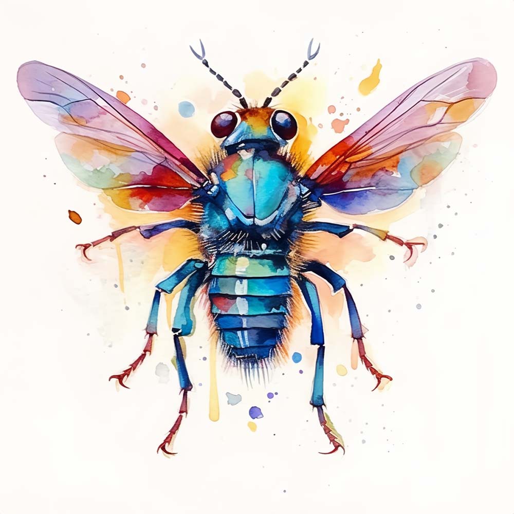 Watercolor colorful fly cross stitch kit for beginners