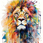 Watercolor drip lion art cross stitch kit for beginners