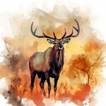 Watercolor elk autumn scene cross stitch kit for beginners