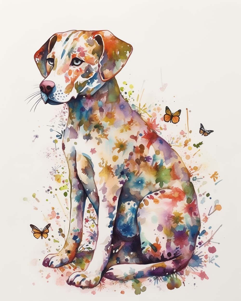 Watercolor floral hound cross stitch kit for beginners