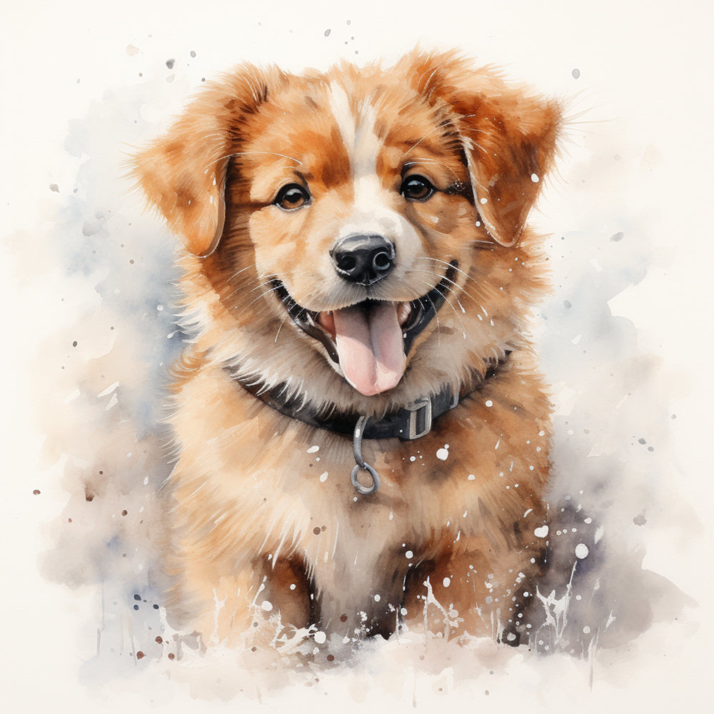 Watercolor happy puppy cross stitch kit for beginners