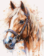 Watercolor horse with bridle cross stitch kit for beginners