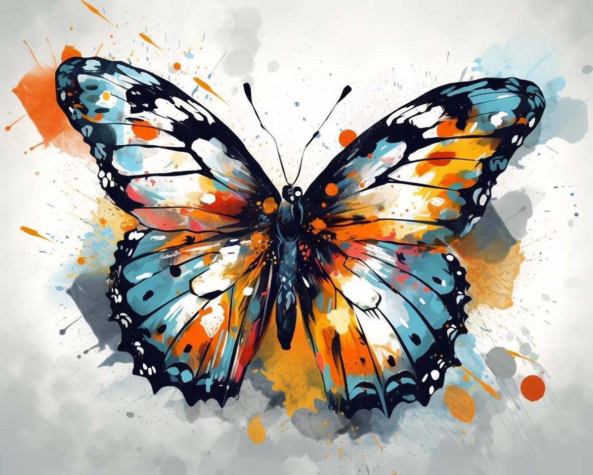 Watercolor ink butterfly cross stitch kit for beginners