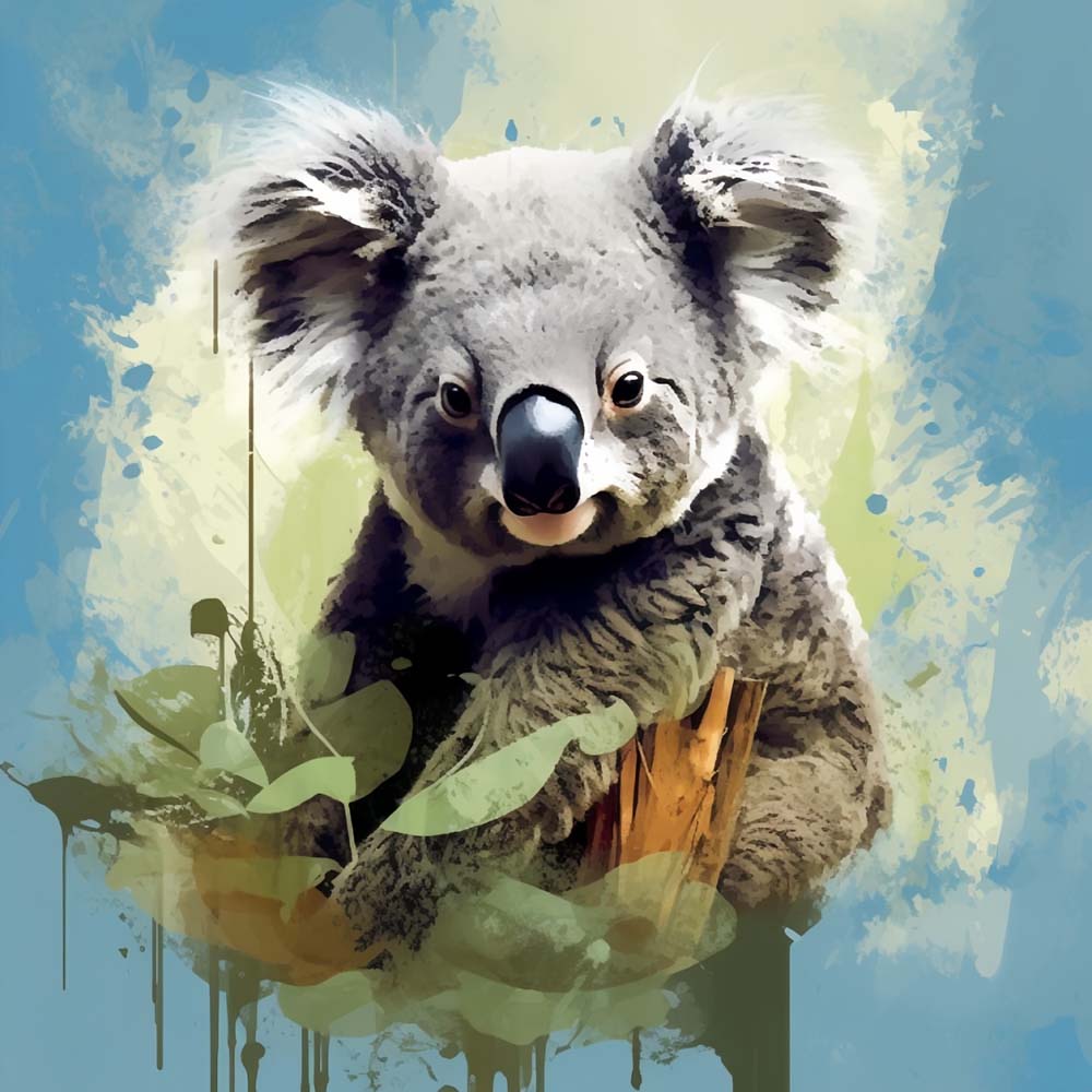 Watercolor koala art cross stitch kit for beginners