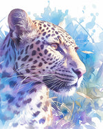 Watercolor leopard portrait cross stitch kit for beginners