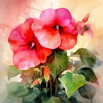 Watercolor pink hibiscus blooms cross stitch kit for beginners