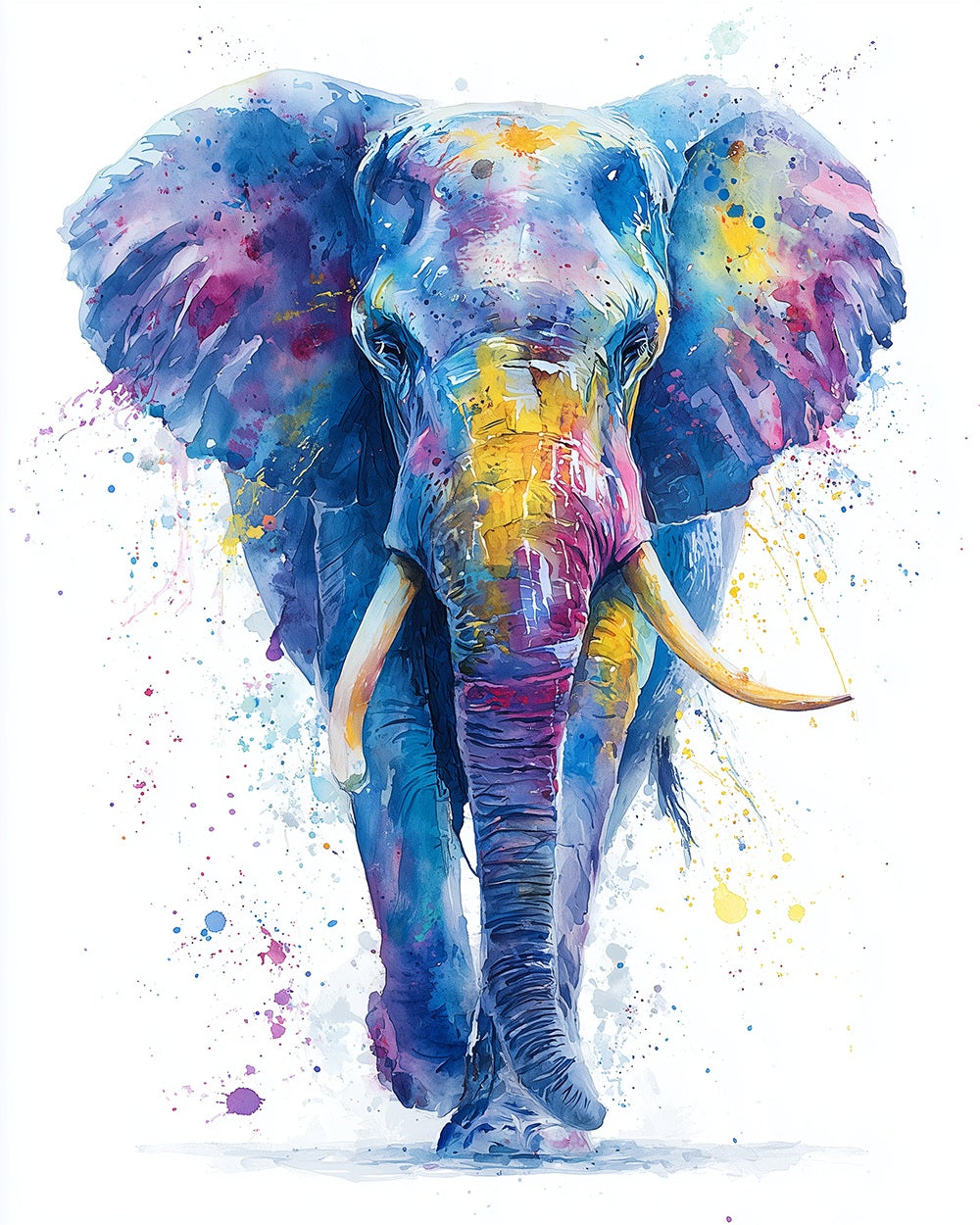 Watercolor rainbow elephant cross stitch kit for beginners