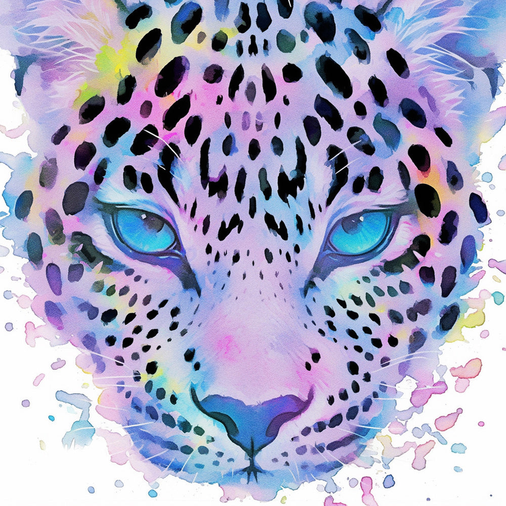Watercolor rainbow leopard cross stitch kit for beginners