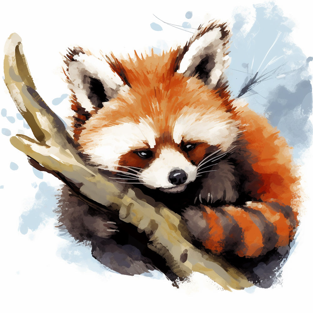 Watercolor red panda cross stitch kit for beginners