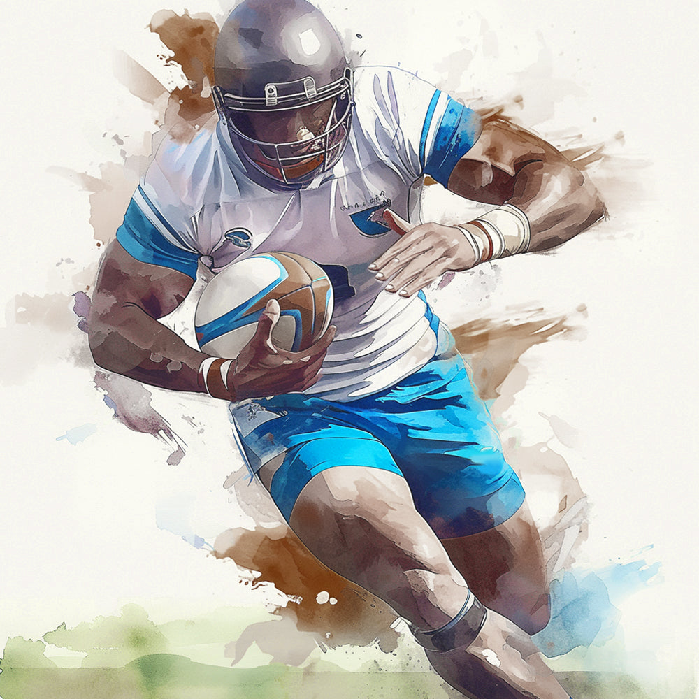 Watercolor rugby athlete cross stitch kit for beginners