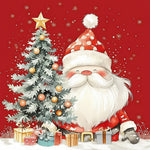 Watercolor santa with christmas gifts cross stitch kit for beginners