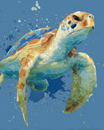 Watercolor sea turtle cross stitch kit for beginners