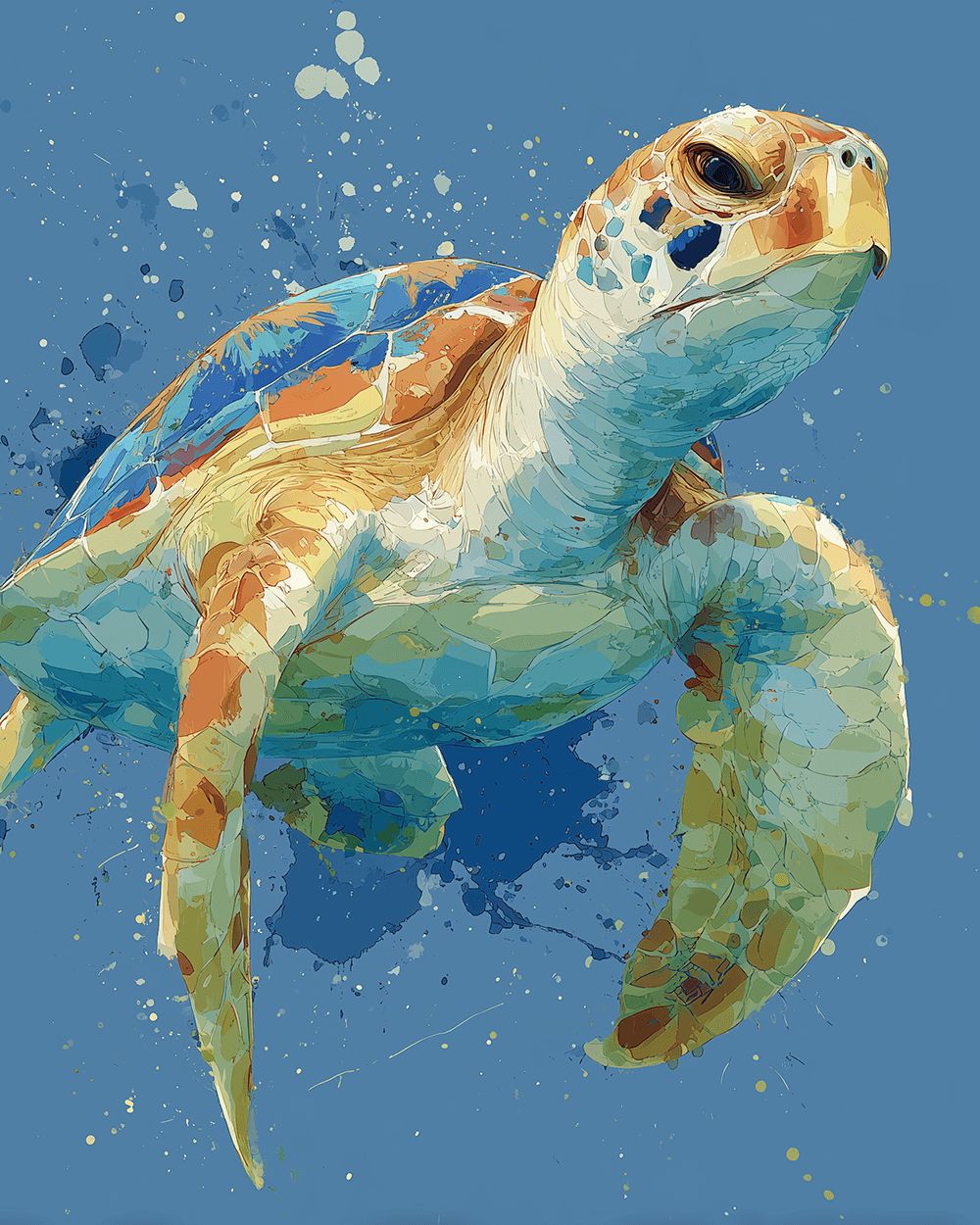 Watercolor sea turtle cross stitch kit for beginners