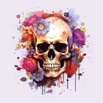 Watercolor splash flower skull cross stitch kit for beginners