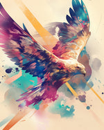 Watercolor splash flying eagle cross stitch kit for beginners