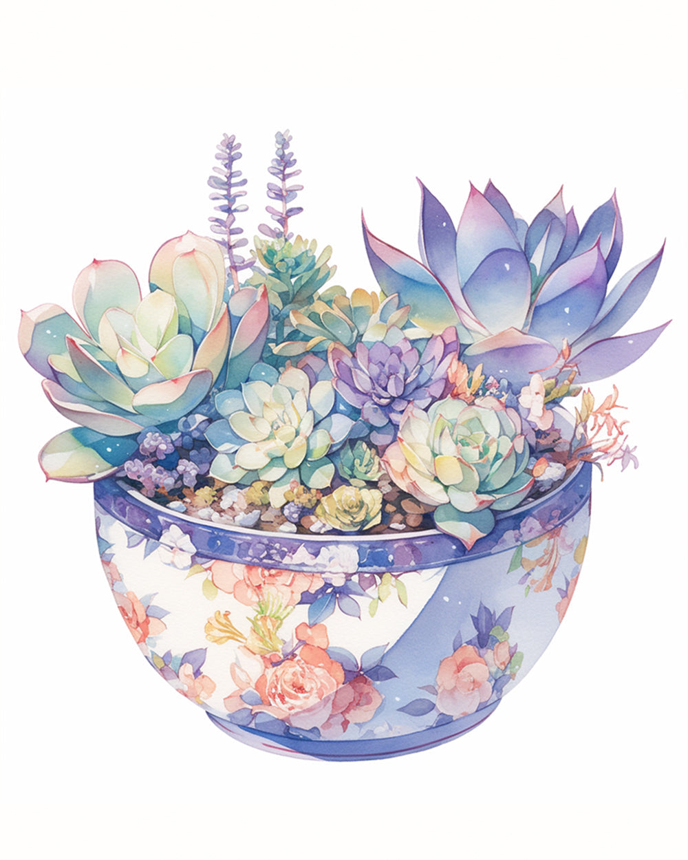 Watercolor succulent arrangement cross stitch kit for beginners