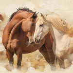 Watercolor two horse cross stitch kit for beginners