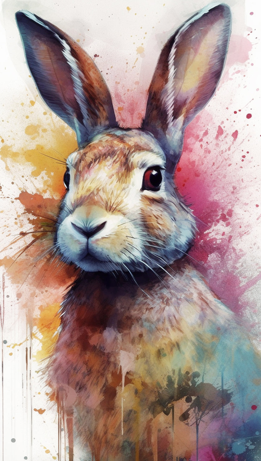 Watercolor wild hare cross stitch kit for beginners