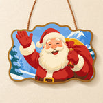 Waving santa with bell paint by numbers door hanger finished design