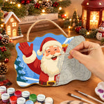 Waving santa with bell paint by numbers door hanger painting process
