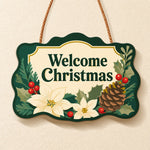 Welcome christmas foliage paint by numbers door hanger finished design