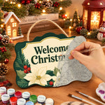 Welcome christmas foliage paint by numbers door hanger painting process