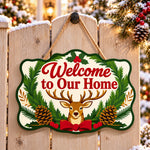 Welcome to our home paint by numbers door hanger on a garden gate