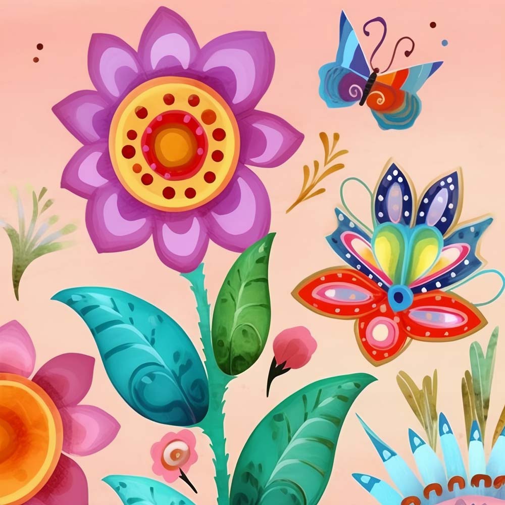 Whimsical butterfly and flower cross stitch kit for beginners