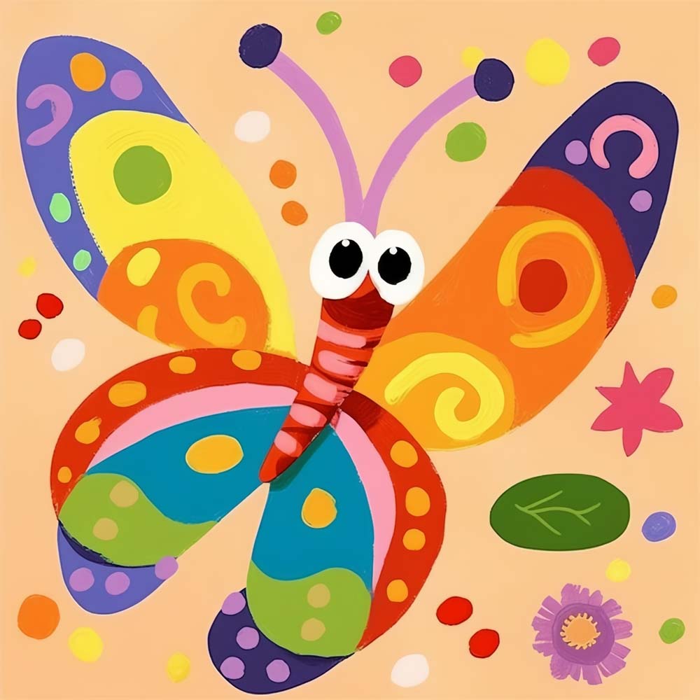 Whimsical cartoon butterfly cross stitch kit for beginners