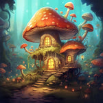 Whimsical mushroom cottage cross stitch kit for beginners