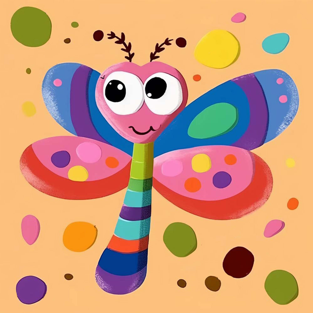 Whimsical rainbow dragonfly cross stitch kit for beginners