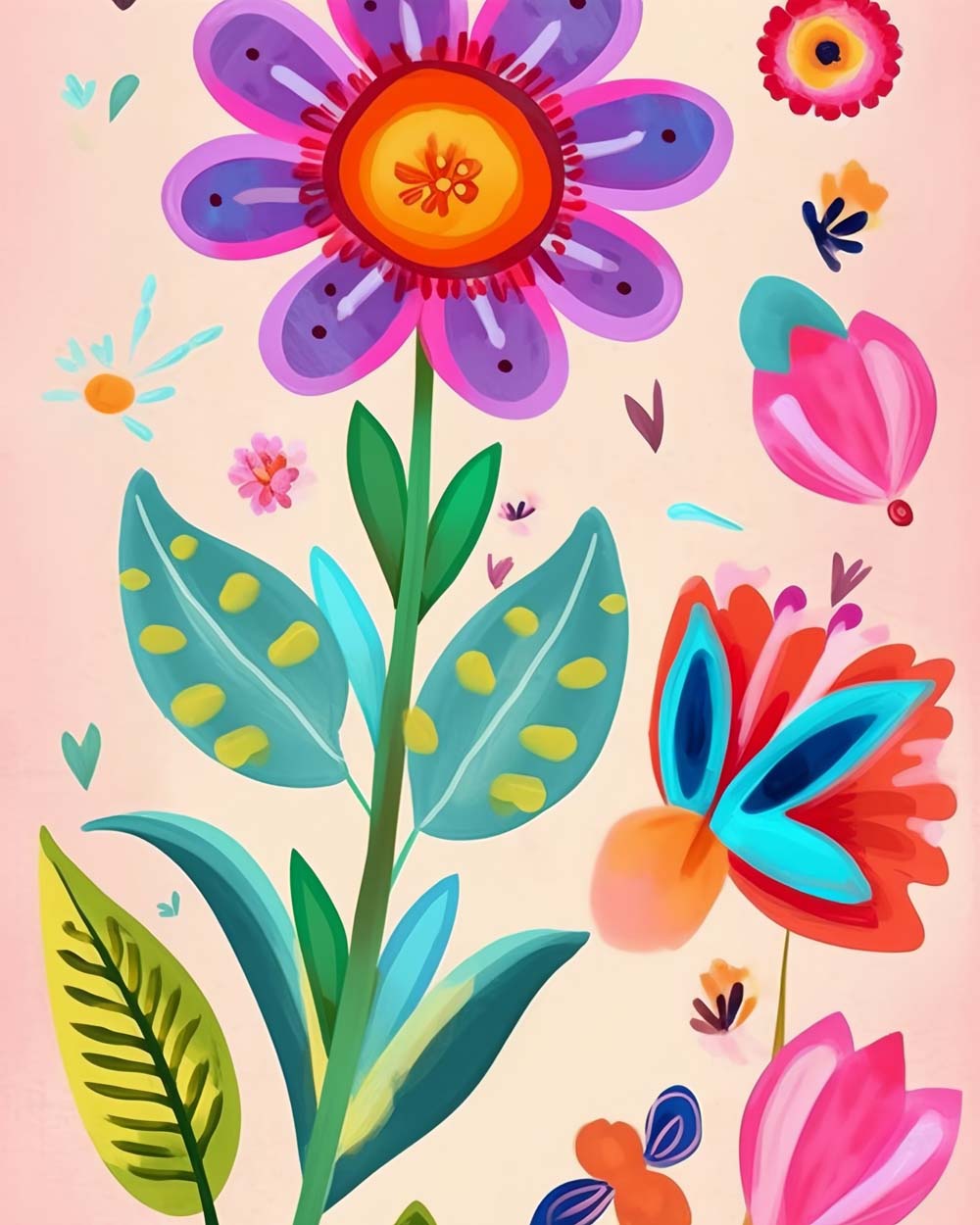 Whimsical spring floral cross stitch kit for beginners