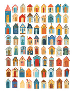 Whimsical tiny houses cross stitch kit for beginners