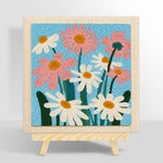 White and pink daisies punch needle kit for beginners