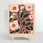 White florals on dusty pink background punch needle kit for beginners