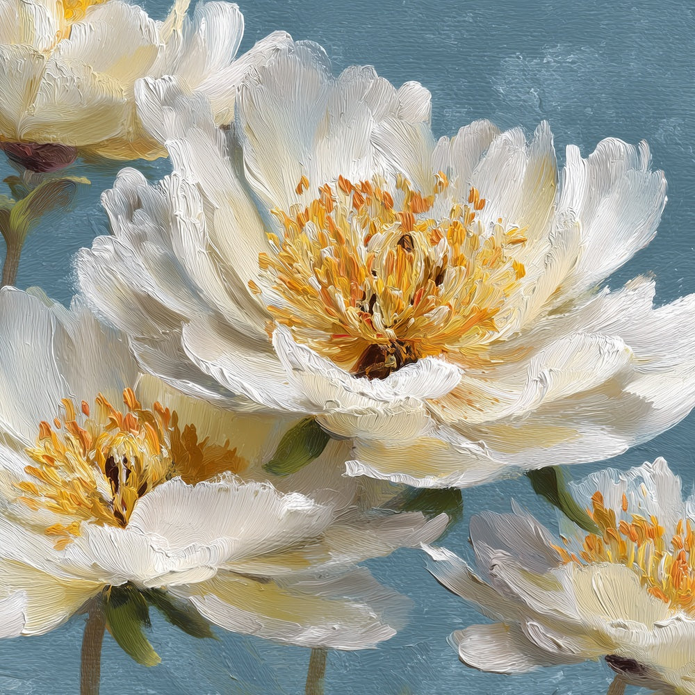 White peony oil painting cross stitch kit for beginners