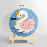 White swan with pink wings punch needle kit for beginners