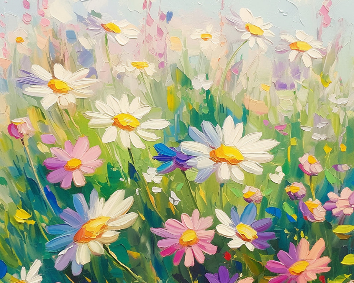 Wild daisy field cross stitch kit for beginners