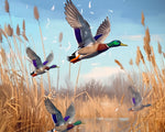 Wild ducks flying over reeds cross stitch kit for beginners