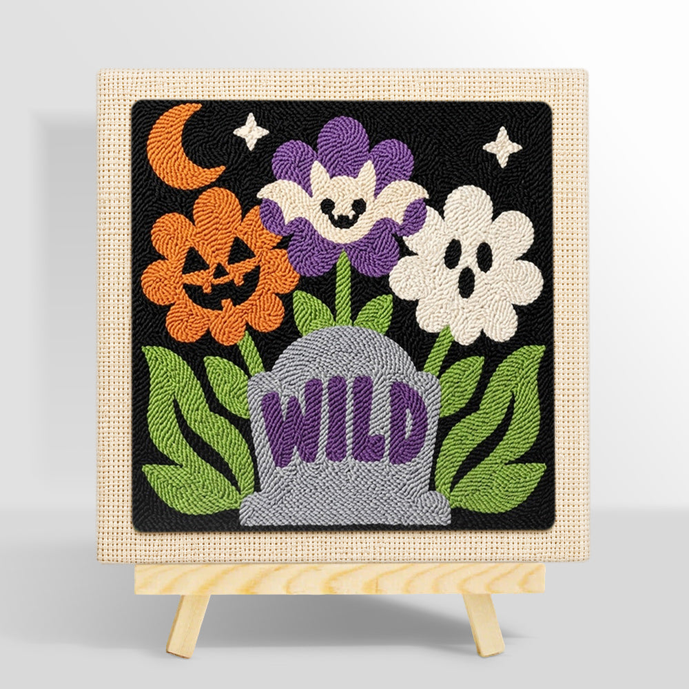 Wild halloween blooms punch needle kit for beginners