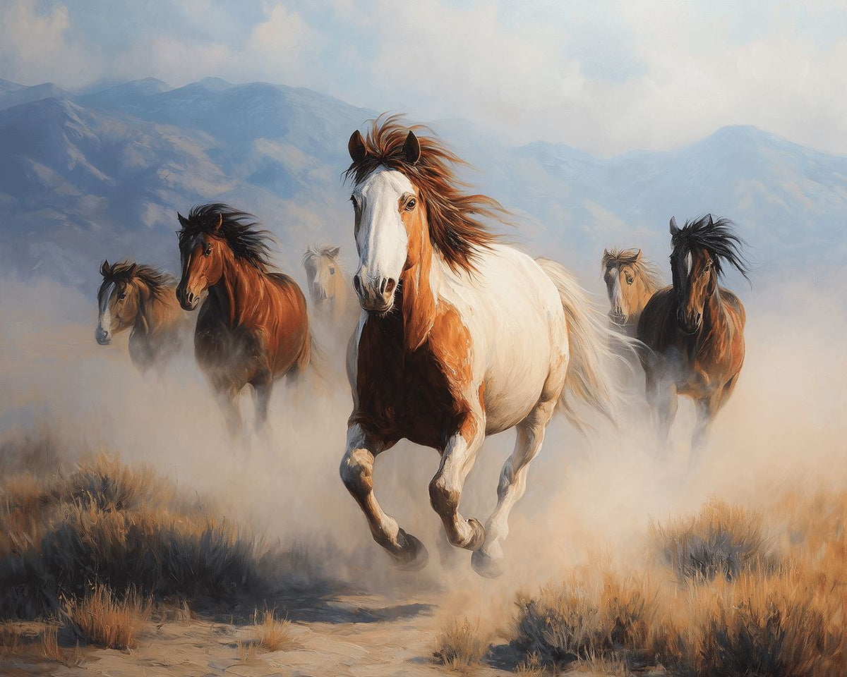 Wild horses running free cross stitch kit for beginners